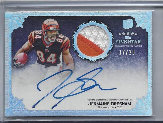 JERMAINE GRESHAM 2010 TOPPS 5 FIVE STAR RAINBOW 2 COLOR PATCH AUTO RC #D 17/20