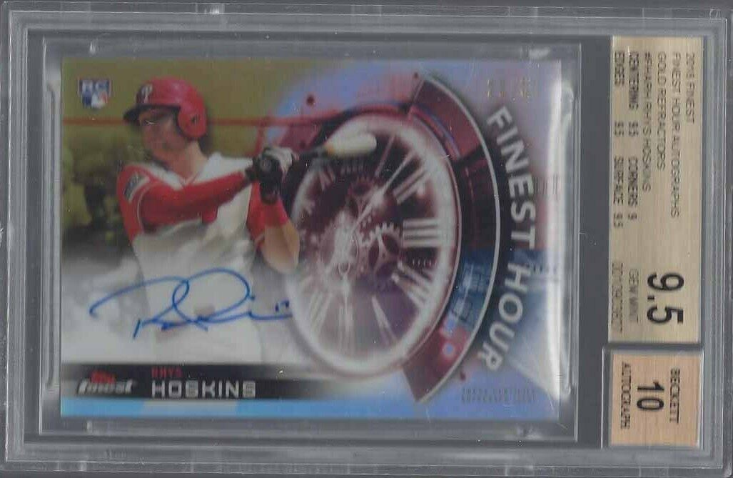 RHYS HOSKINS 2018 FINEST HOUR GOLD REFRACTOR AUTO RC #D /50 BGS 9.5 10 AU POP 2
