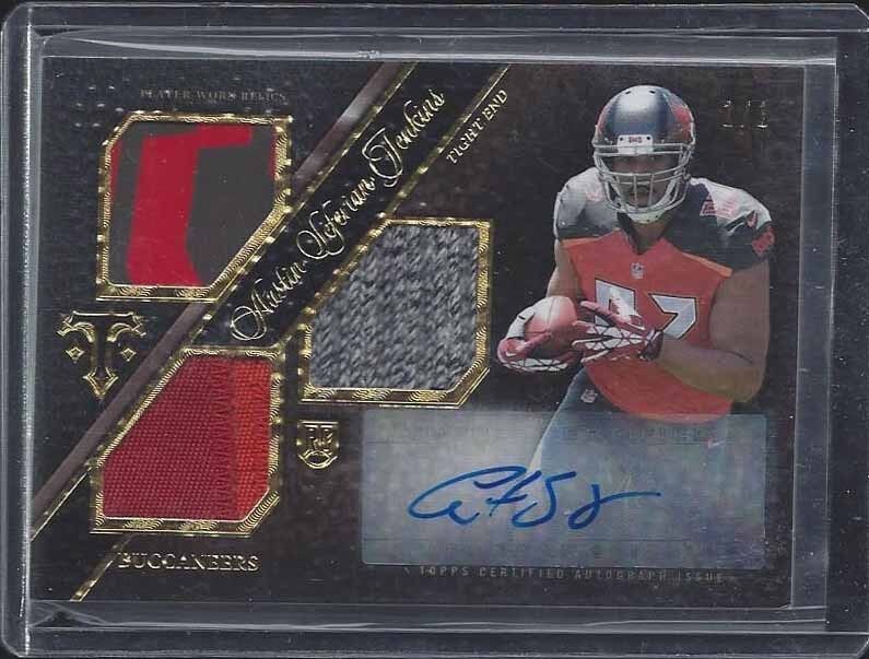 AUSTIN SEFERIAN JENKINS 2014 TRIPLE THREADS GOLD PIGSKIN PATCH AUTO RC #D 1/1