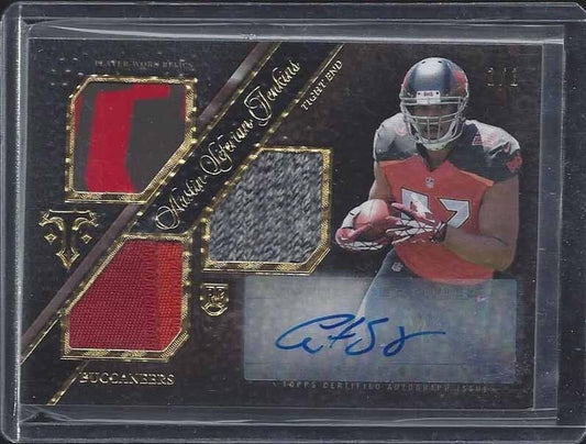 AUSTIN SEFERIAN JENKINS 2014 TRIPLE THREADS GOLD PIGSKIN PATCH AUTO RC #D 1/1