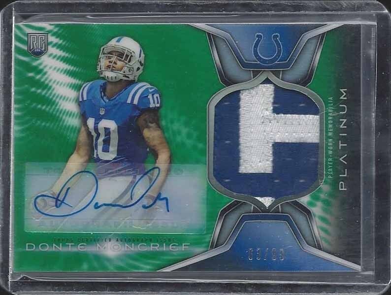DONTE MONCRIEF 2014 TOPPS PLATINUM RPA GREEN REFRACTOR ROOKIE PATCH AUTO RC /99