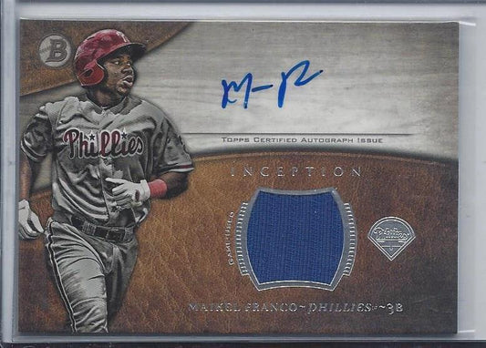 MAIKEL FRANCO 2014 BOWMAN INCEPTION PHILLIES PROSPECT JERSEY AUTO