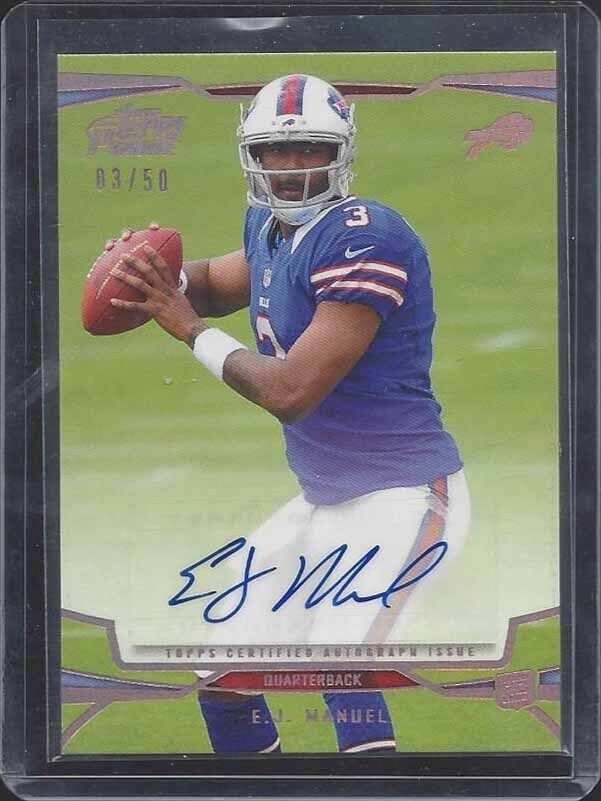 1/1 E.J. MANUEL 2013 TOPPS PRIME COPPER BRONZE AUTO RC #D 3/25 HIS JERSEY #3 !!!