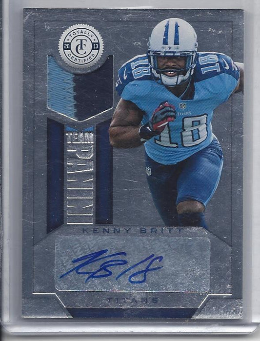 KENNY BRITT 2013 TOTALLY CERTIFIED TEAM PANINI 2 COLOR PATCH AUTO #D 16/25
