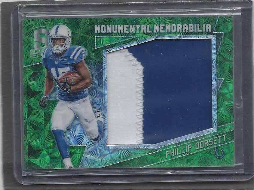 1/1 PHILLIP DORSETT 2015 SPECTRA MONUMENTAL NEON GREEN JUMBO PATCH #D 15/25 JSY#