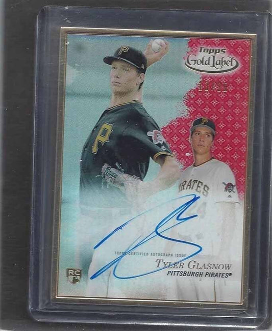 TYLER GLASNOW 2017 TOPPS GOLD LABEL FRAMED RED ON CARD ROOKIE AUTO RC #D 13/25