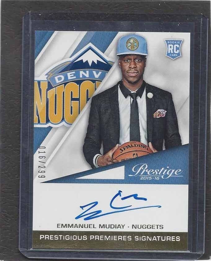 EMMANUEL MUDIAY 2015-16 PRESTIGE PRESTIGIOUS PREMIERES ON CARD AUTO RC #D 16/299
