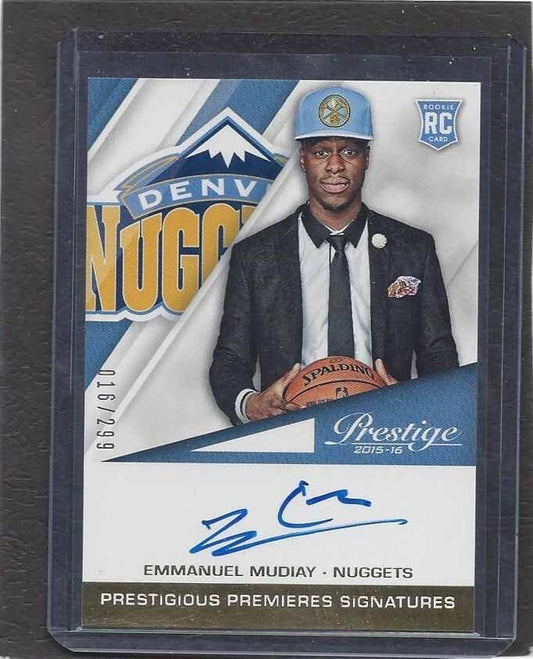 EMMANUEL MUDIAY 2015-16 PRESTIGE PRESTIGIOUS PREMIERES ON CARD AUTO RC #D 16/299