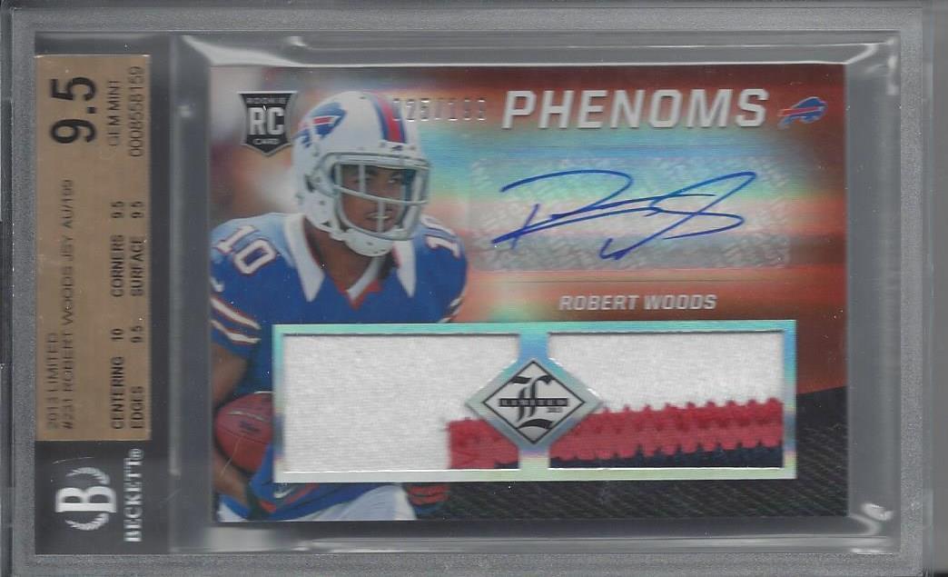 ROBERT WOODS 2013 LIMITED PHENOMS DUAL PATCH AUTO RC /199 BGS 9.5 10 AU POP 1/1