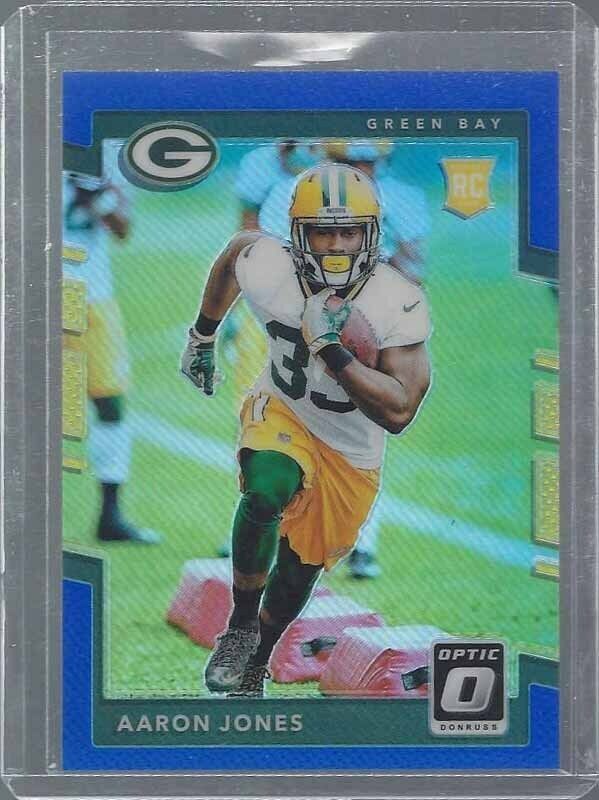 AARON JONES 2017 DONRUSS OPTIC BLUE HOLO PRIZM PACKERS ROOKIE RC #D 135/149