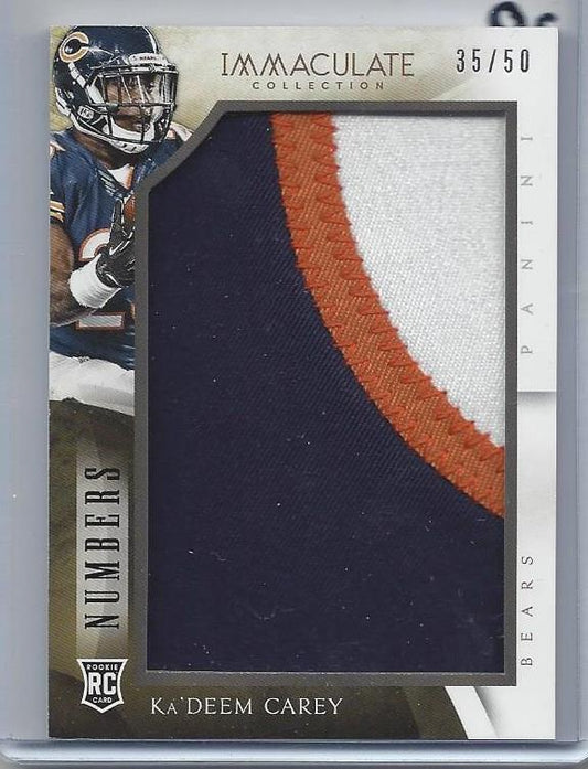 KA'DEEM CAREY 2014 IMMACULATE NUMBERS JUMBO 3 COLOR BEARS PATCH RC #D 35/50