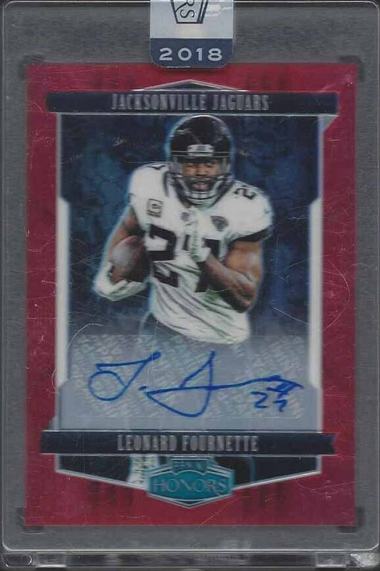 LEONARD FOURNETTE 2018 PANINI HONORS RED HOLO PRIZM AUTO #D 5/5