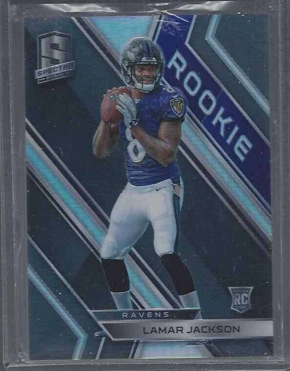 LAMAR JACKSON 2018 PANINI SPECTRA SILVER PRIZM ROOKIE RC #D 4/99