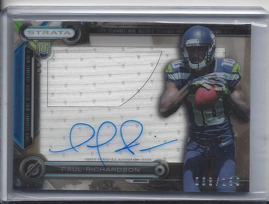 PAUL RICHARDSON 2014 TOPPS STRATA CLEAR CUT BRONZE JUMBO JERSEY AUTO RC #D /150