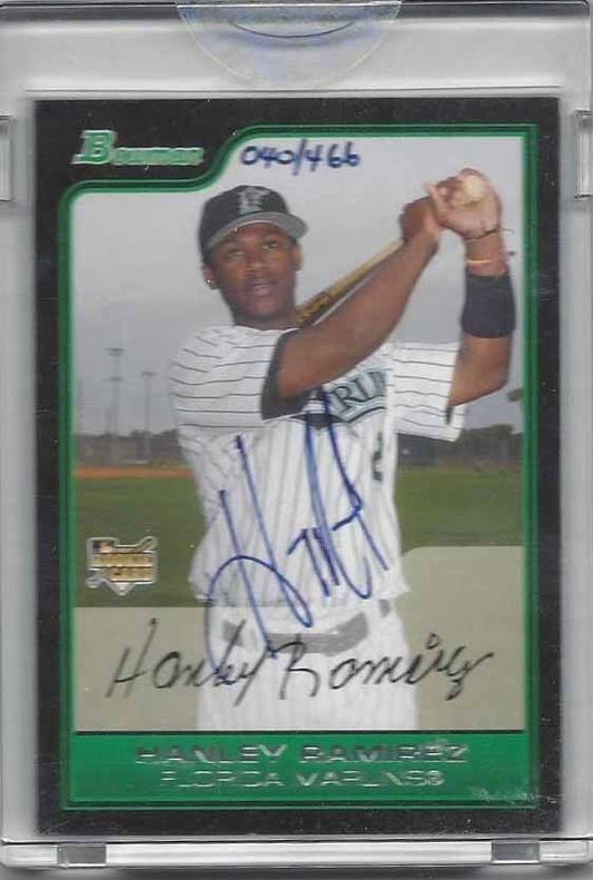 HANLEY RAMIREZ 2006 BOWMAN ORIGINALS ENCASED ON CARD ROOKIE AUTO RC #D 40/466