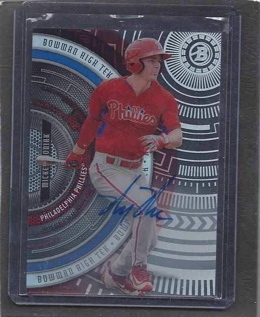 MICKEY MONIAK 2017 BOWMAN HIGH TEK ON CARD PHILLIES PROSPECT AUTO