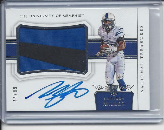 ANTHONY MILLER 2018 NATIONAL TREASURES MEMPHIS RPA ROOKIE PATCH AUTO RC #D 44/99