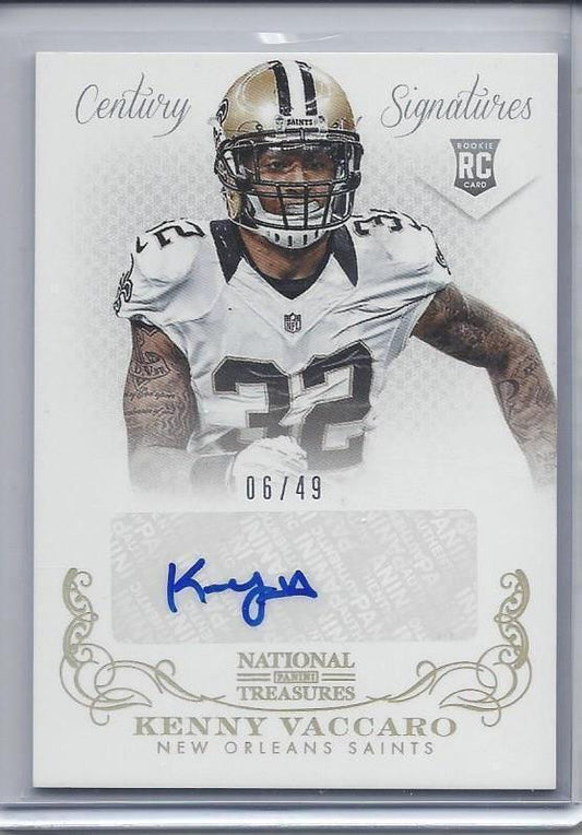 KENNY VACCARO 2013 NATIONAL TREASURES CENTURY SIGNATURES SAINTS AUTO RC #D 6/49
