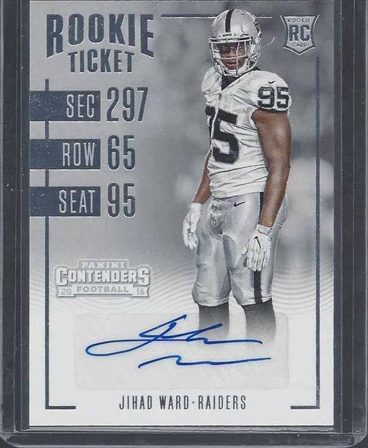 JIHAD WARD 2016 PANINI CONTENDERS RAIDERS ROOKIE TICKET TRUE RC AUTO #122