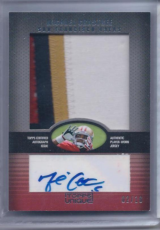 MICHAEL CRABTREE 2009 TOPPS UNIQUE JUMBO 4 COLOR PATCH RELIC AUTO RC #D 2/10