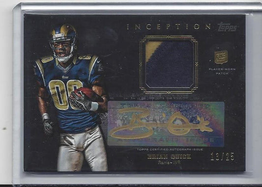 BRIAN QUICK 2012 TOPPS INCEPTION GOLD INK 2 COLOR ROOKIE PATCH AUTO RC #D 13/25