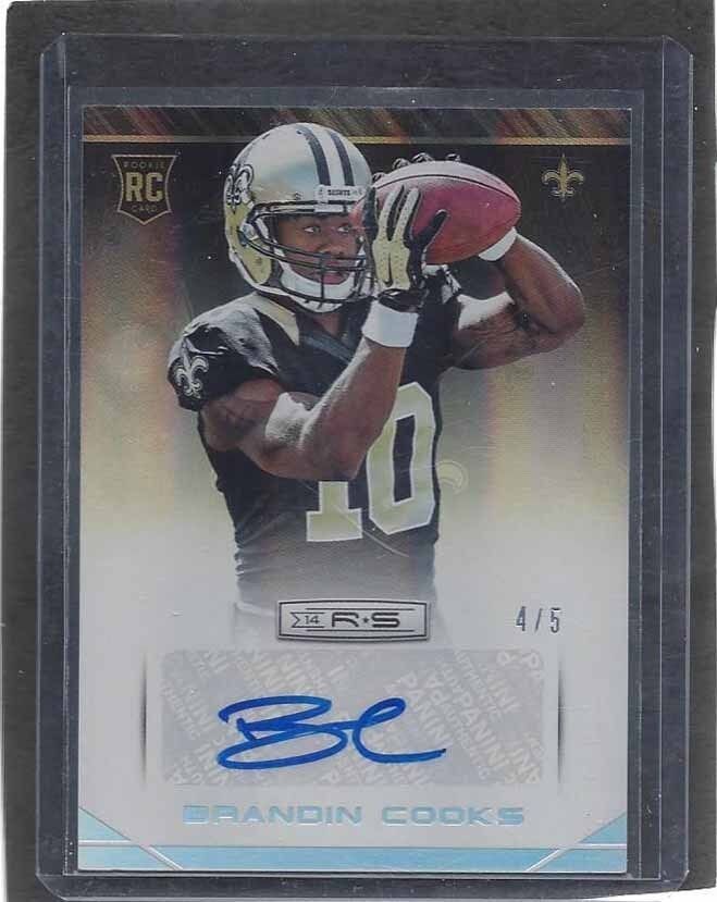 BRANDIN COOKS 2014 ROOKIES & STARS PLATINUM HOLOFOIL ROOKIE AUTO RC #D 4/5