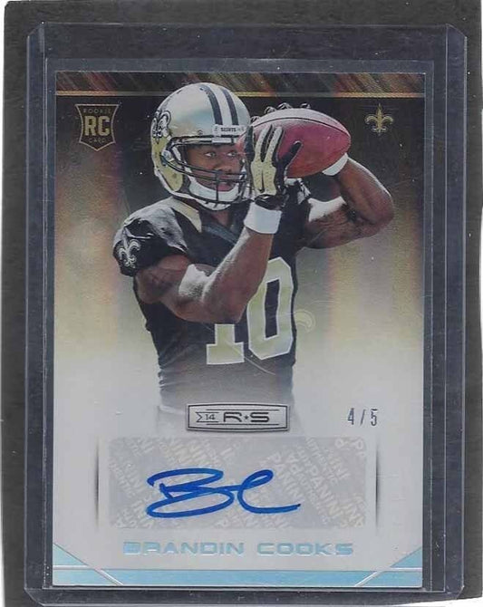 BRANDIN COOKS 2014 ROOKIES & STARS PLATINUM HOLOFOIL ROOKIE AUTO RC #D 4/5