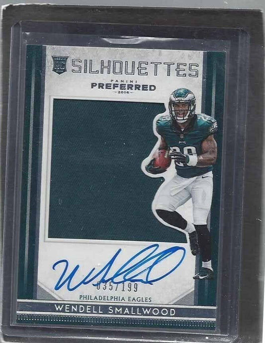 WENDELL SMALLWOOD 2016 PREFERRED SILHOUETTE JUMBO JERSEY ON CARD AUTO RC /199