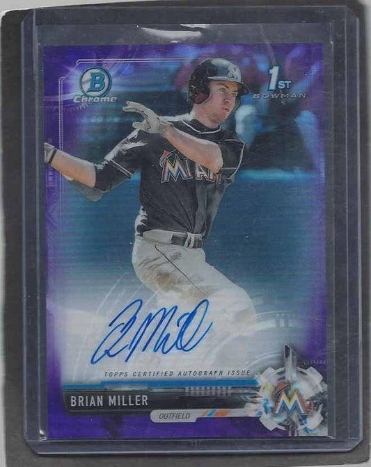 BRIAN MILLER 2017 BOWMAN CHROME 1ST PROSPECT PURPLE REFRACTOR ON CARD AUTO /250