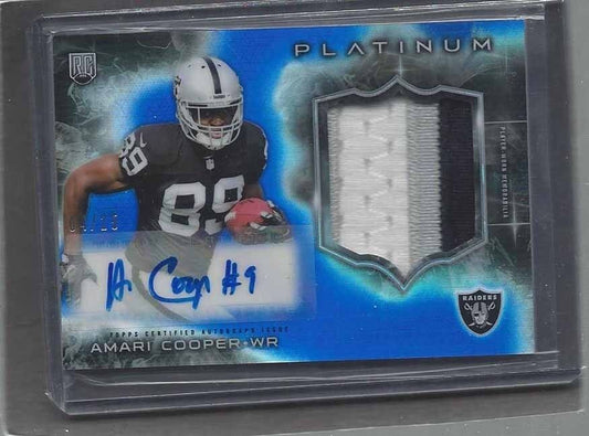 AMARI COOPER 2015 TOPPS PLATINUM BLUE REFRACTOR RPA 3 COLOR PATCH AUTO RC #D /25