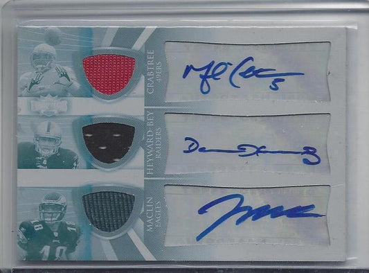PERCY HARVIN HAKEEM NICKS BRITT 09 TRIPLE THREADS WHITE WHALE JERSEY AUTO RC 1/1