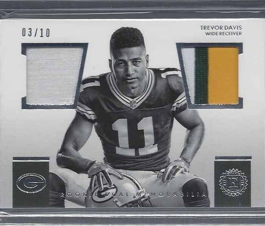 TREVOR DAVIS 2016 PANINI ENCASED DUAL PACKERS ROOKIE PATCH RC #D 3/10