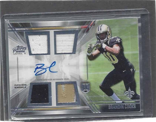 BRANDIN COOKS 2014 TOPPS PRIME LEVEL 5 QUAD ROOKIE PATCH AUTO RC