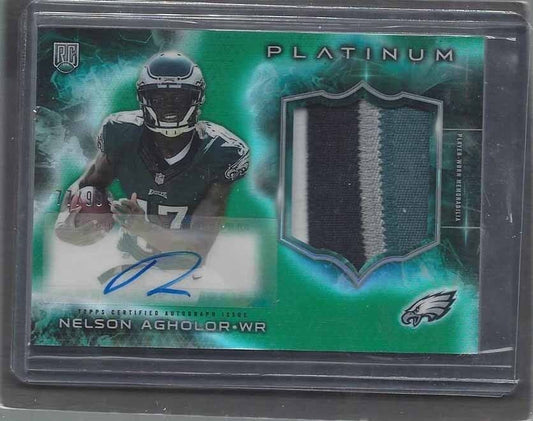 NELSON AGHOLOR 2015 TOPPS PLATINUM GREEN REFRACTOR RPA 4 COLOR PATCH AUTO RC /99