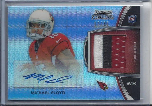 MICHAEL FLOYD 2012 BOWMAN STERLING PRISM REFRACTOR 3 COLOR PATCH AUTO RC #D /36