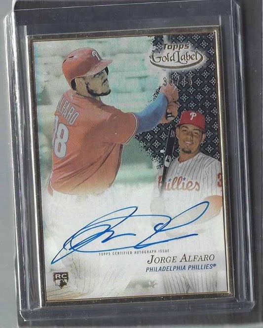 JORGE ALFARO 2017 TOPPS GOLD LABEL FRAMED BLACK ON CARD ROOKIE AUTO RC #D 35/75