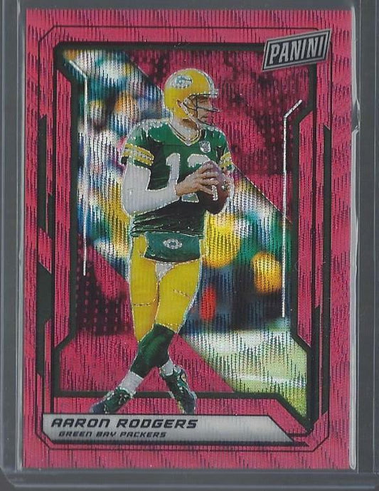 AARON RODGERS 2019 PANINI THE NATIONAL VIP RED WAVE PRIZM #D 16/25