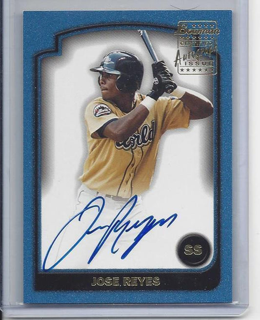 JOSE REYES 2003 BOWMAN BLUE BORDER ON CARD PROSPECT AUTO