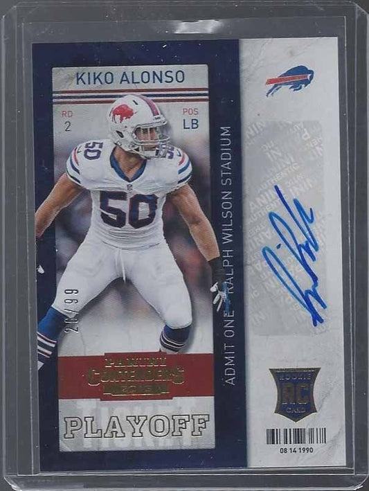 KIKO ALONSO 2013 CONTENDERS VARIATION PLAYOFF TICKET ROOKIE AUTO RC #D 26/99