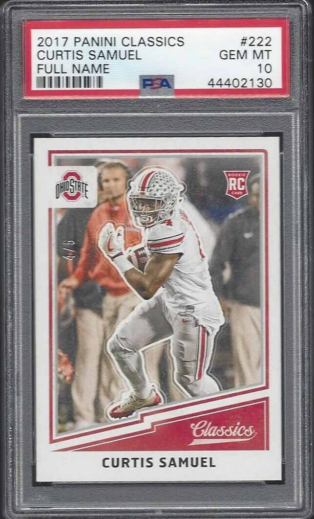 1/1 CURTIS SAMUEL 2017 CLASSICS FULL NAME ROOKIE RC #D 4/5 PSA 10 GEM MINT JSY#4