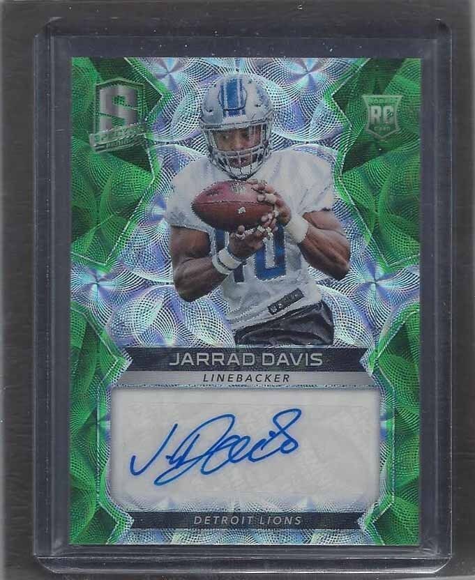 JARRAD DAVIS 2017 SPECTRA LIONS NEON GREEN PRIZM ROOKIE AUTO RC #D /50
