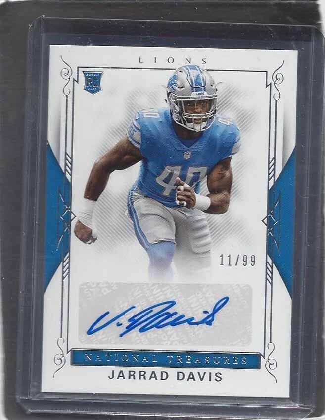 JARRAD DAVIS 2017 NATIONAL TREASURES LIONS TRUE ROOKIE AUTO RC #D 11/99