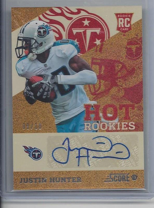 JUSTIN HUNTER 2013 SCORE HOT ROOKIES TITANS ROOKIE AUTO RC #D 8/10