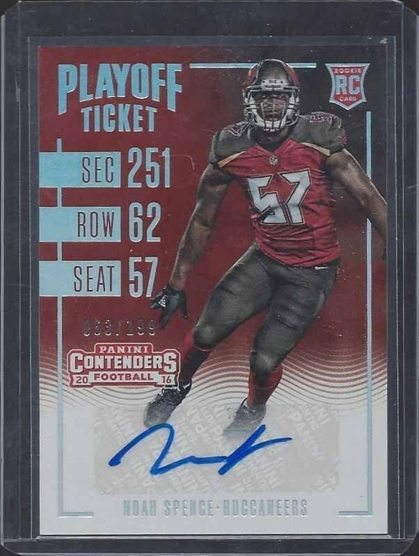 NOAH SPENCE 2016 PANINI CONTENDERS ROOKIE PLAYOFF TICKET RC AUTO #D /199