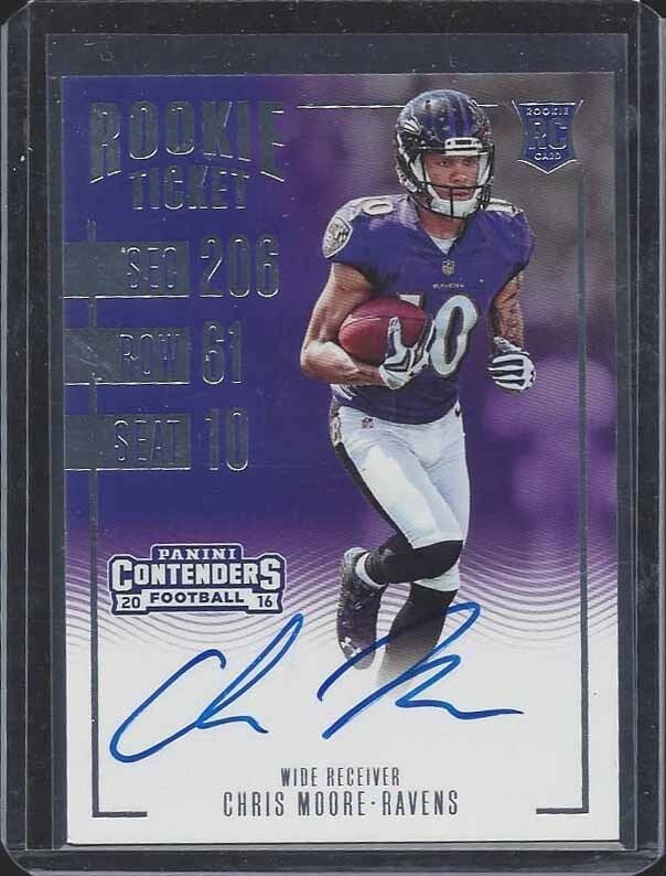 CHRIS MOORE 2016 PANINI CONTENDERS RAVENS ROOKIE TICKET TRUE RC ON CARD AUTO 334