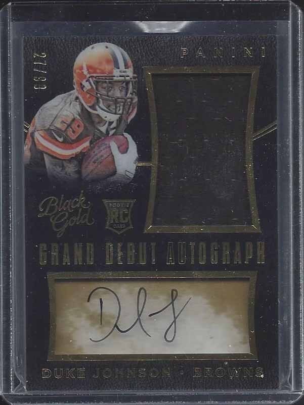 DUKE JOHNSON 2015 PANINI BLACK GOLD GRAND DEBUT BROWNS ROOKIE JERSEY AUTO RC /99