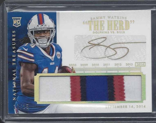 SAMMY WATKINS 2014 NATIONAL TREASURES TIMELINE JUMBO 4 COLOR PATCH AUTO RC /15