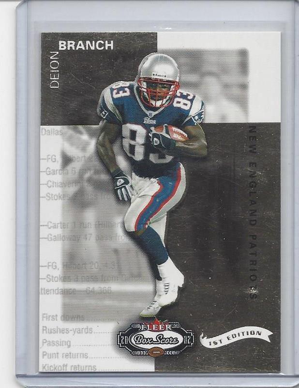 DEION BRANCH 2002 FLEER BOX SCORE 1ST EDITION GOLD ROOKIE RC #D 33/100