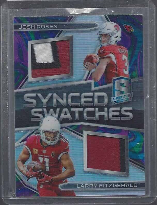 LARRY FITZGERALD JOSH ROSEN 2018 SPECTRA SYNCED NEBULA PRIZM PATCH RC #D 1/4