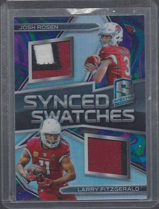 LARRY FITZGERALD JOSH ROSEN 2018 SPECTRA SYNCED NEBULA PRIZM PATCH RC #D 1/4